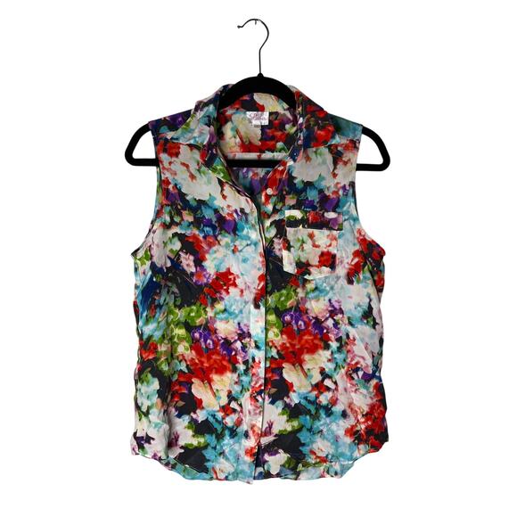 Parker Floral Silk Button Up Blouse - Picture 1 of 16